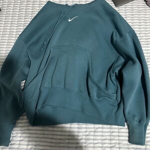 Nike Teal Oversized Cropped Hoodie